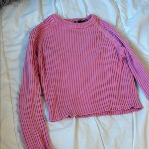 Pink Ribbed Women's Sweater